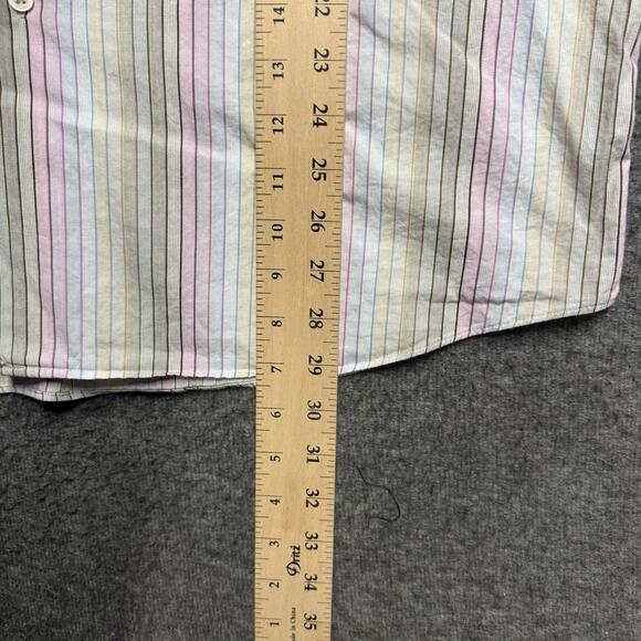 Alan Flusser Long Sleeve Shirt Men's Large Striped Button Up 100% Cotton - Picture 5 of 5